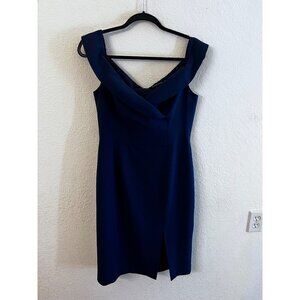 Black Halo navy Hepburn sheath dress women size 12